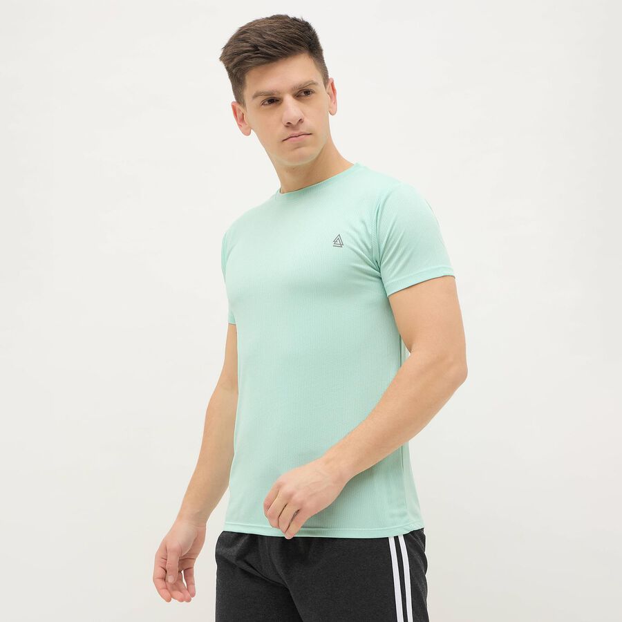 Men's Mint Green Crew Neck Athleisure T-Shirt, Aqua, large