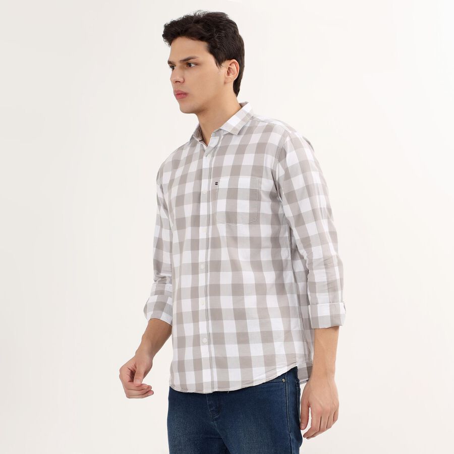 Men's 100% Cotton Regular Collar Casual Shirt , हल्का ग्रे, large image number null