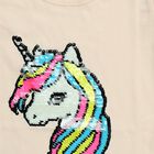 Girls' Pink Cotton Round Neck Unicorn Printed T-Shirt, हल्का गुलाबी, small