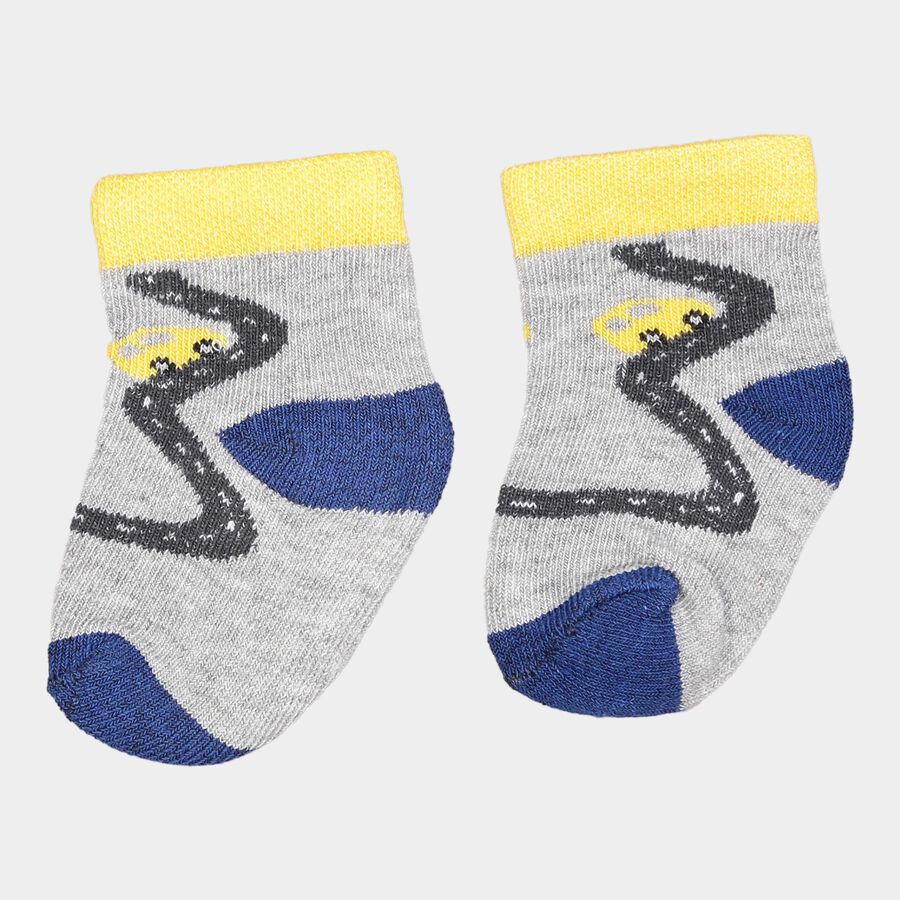 Infants Cotton Solid Socks, Melange Light Grey, large image number null