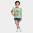 Girls' Mint Green Round Neck Regular T-Shirt, Light Green, small