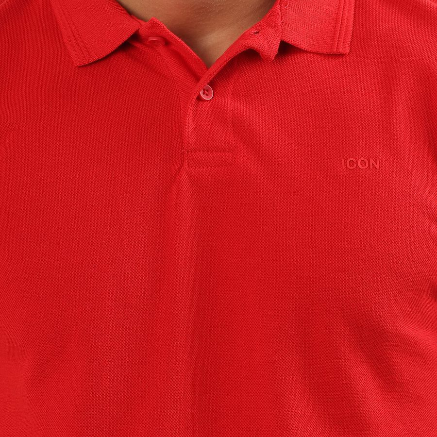Men's Bright Cherry Red Polo Neck Half Sleeve T-Shirt, Red, large image number null