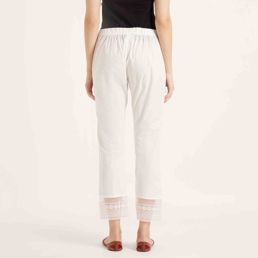 Embroidered Slim Palazzo, Off White, large image number null