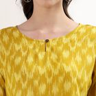 Women's Yellow Notch Neck Floral Printed Kurti, Yellow, small