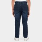 Boys' Navy Blue Straight Fit Drawstring Waist Jeans, गहरा नीला, small