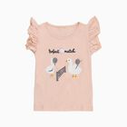 Girls Light Pink Cotton Round Neck Casual T-Shirt, हल्का गुलाबी, small image number null
