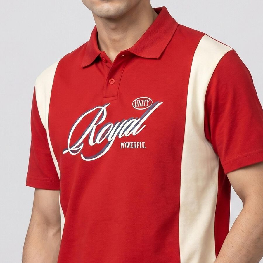 Men's Red Polo Neck Polo T-Shirt, Red, large