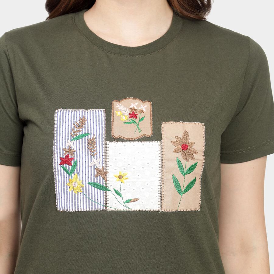 Ladies' Round Neck T-Shirt, Olive, large image number null