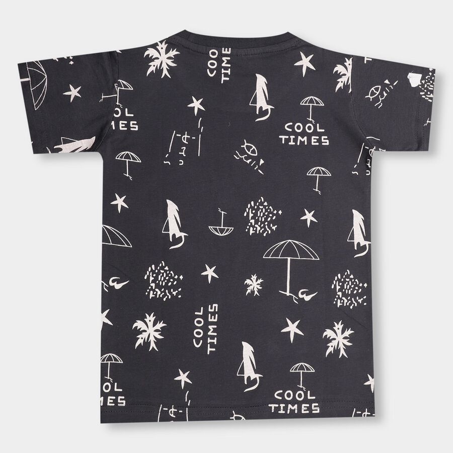Boys' 100% Cotton Half Sleeves T-Shirt, गहरा ग्रे, large image number null