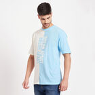 Cut & Sew Round Neck T-Shirt, Off White, small image number null