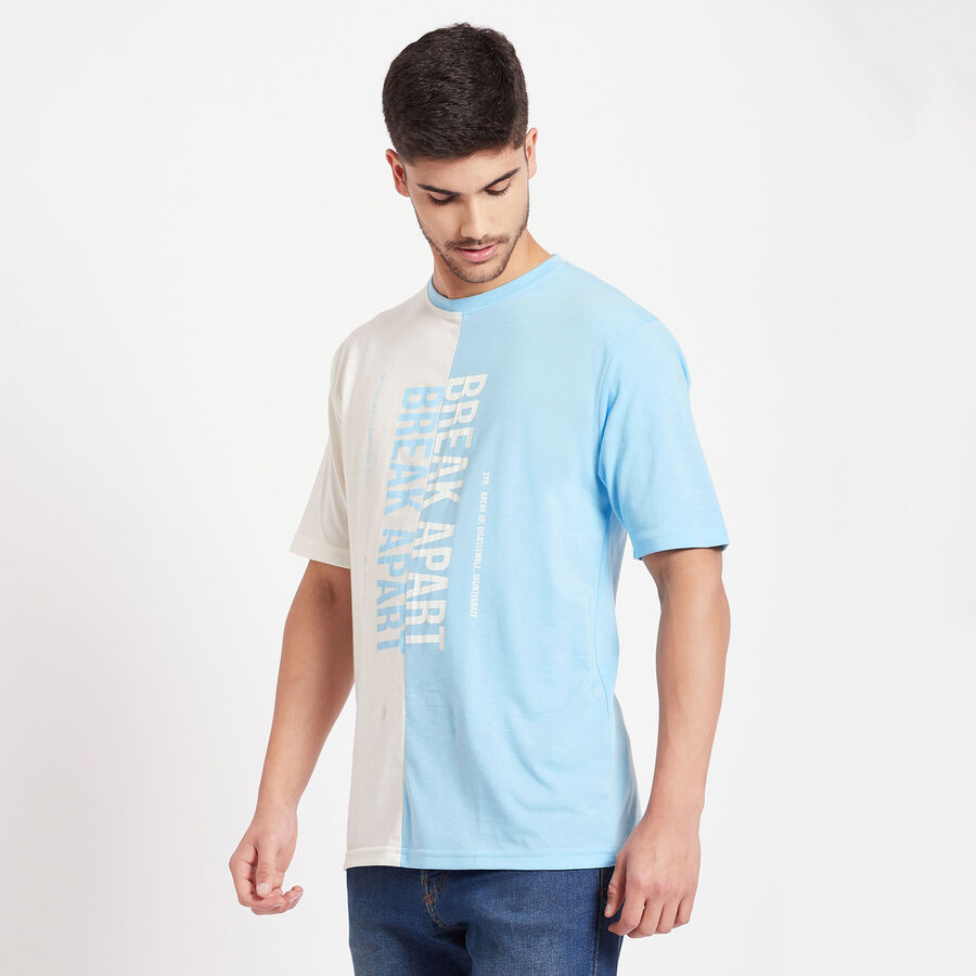 Cut & Sew Round Neck T-Shirt, Off White, large image number null