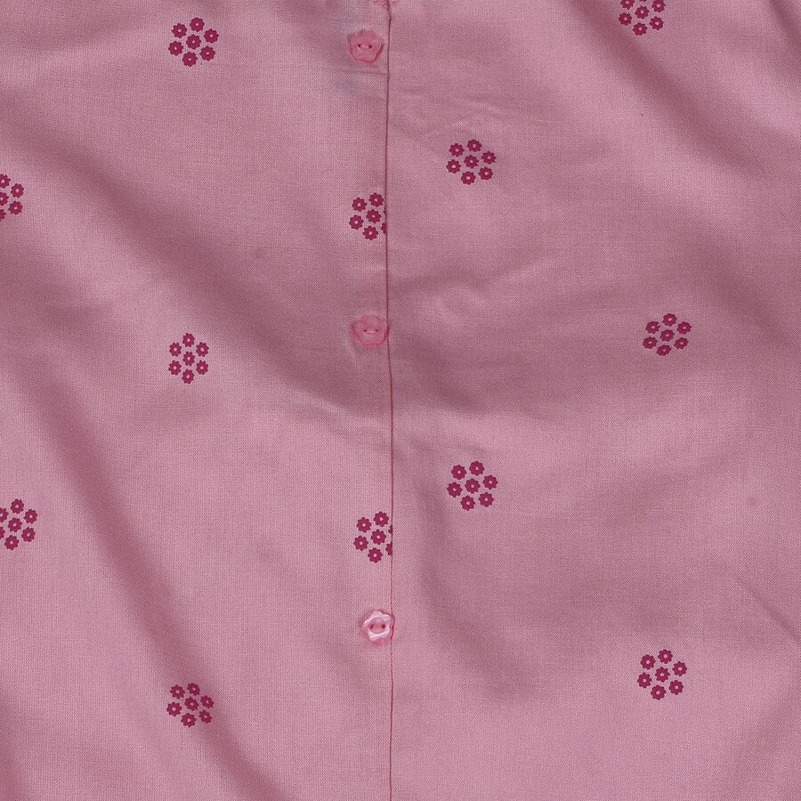 Girls Pink Floral Printed Kurta and Pant Fusion Set, हल्का गुलाबी, large
