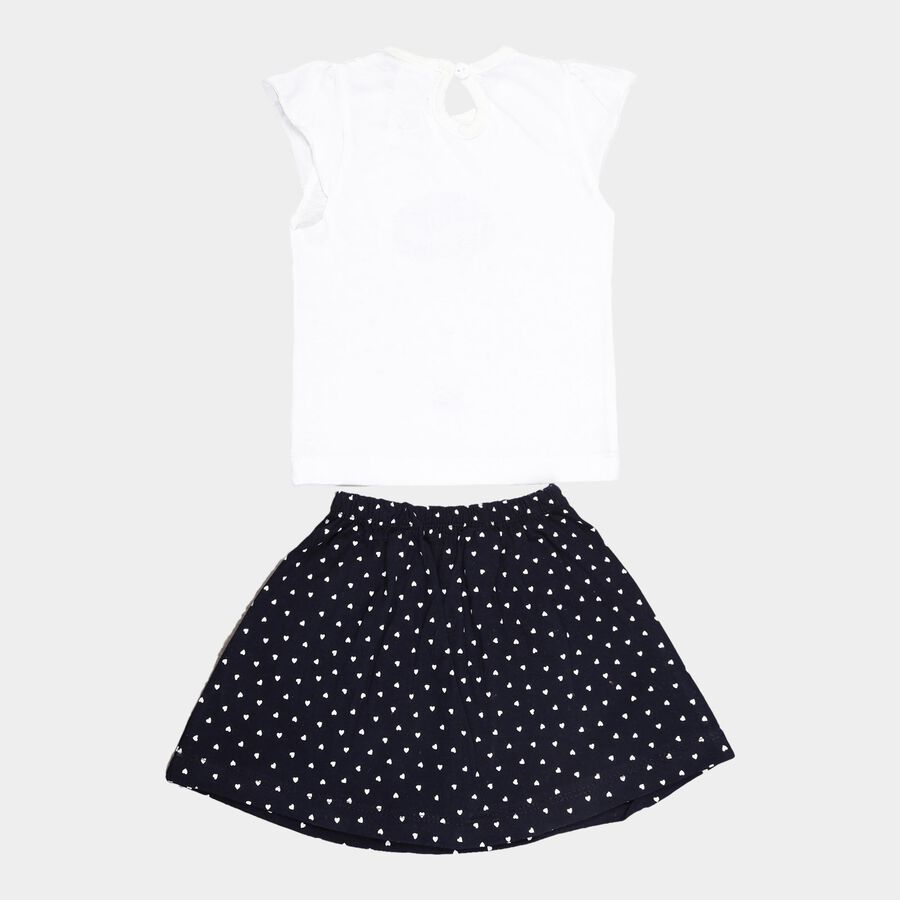 Infants Yellow Hippo Cotton Skirt Top Set, White, large image number null