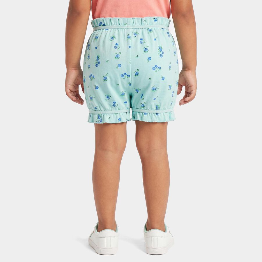 Girls' Mint Aqua Regular Fit Floral Bloomer, एक्वा, large
