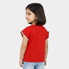 Girls Red Cotton Round Neck Casual T-Shirt, Red, small
