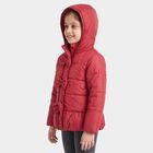 Girls Red Hooded Puffer Jacket, Wine, small
