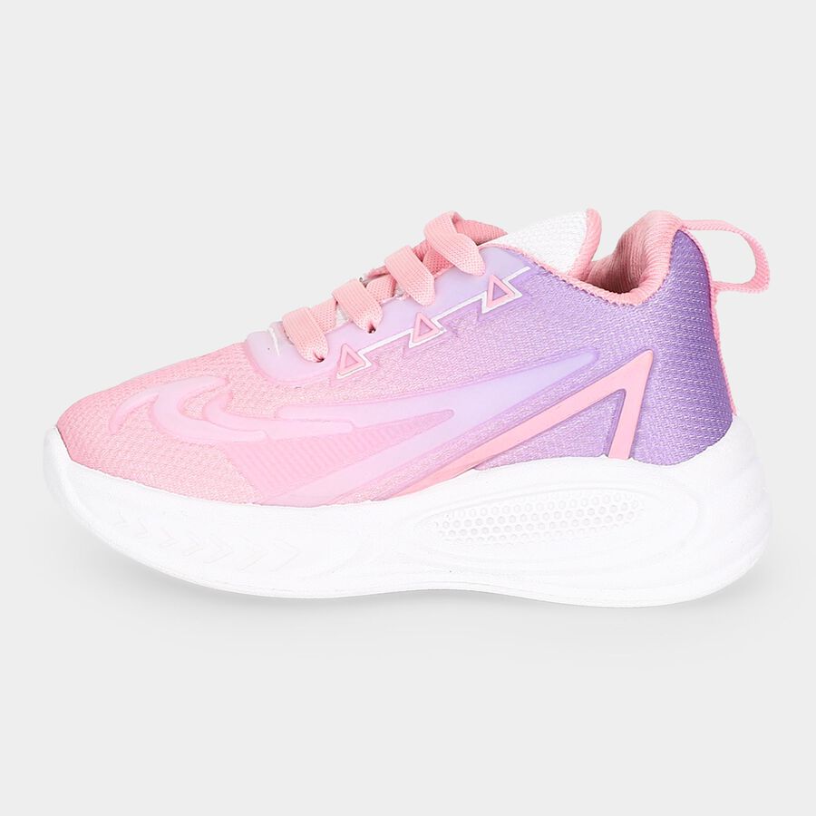 Girls Pink Lace-Up Sneakers, Pink, large