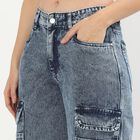 Ladies' 100% Cotton Jeans, मध्यम नीला, small image number null