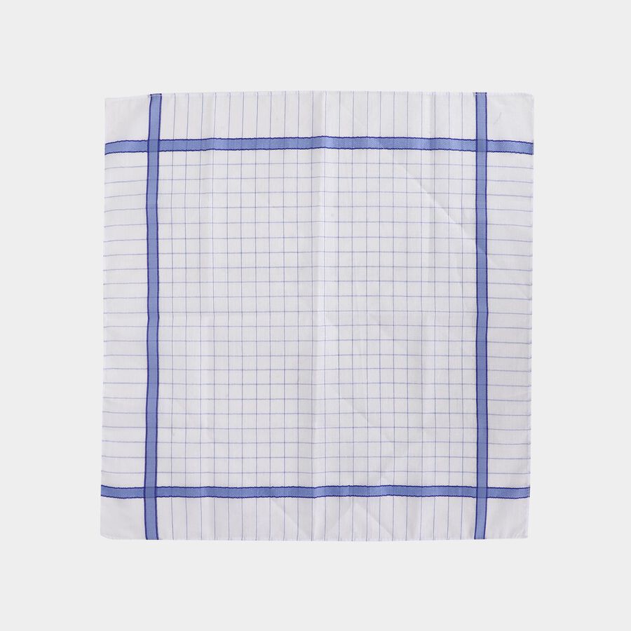 Men's White Assorted Patterned Pack of 3 Handkerchief, Light Blue, large