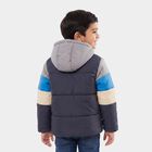 Boys Grey Hooded Puffer Jacket, Light Grey, small