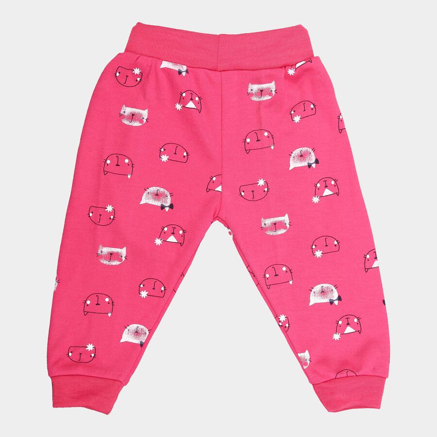 Infants Printed Rib Waist Pyjama, Fuchsia, large image number null