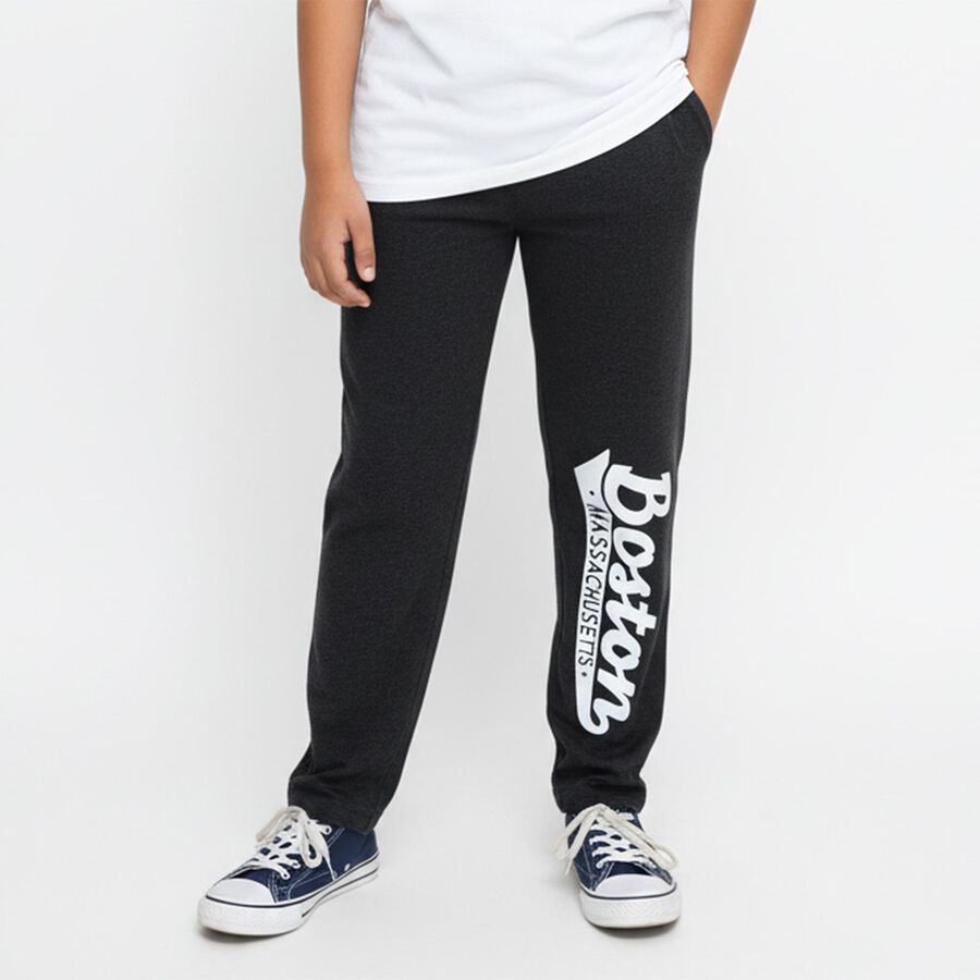 Boys' Charcoal Black Printed Cotton Blend Pyjama, Charcoal, large image number null