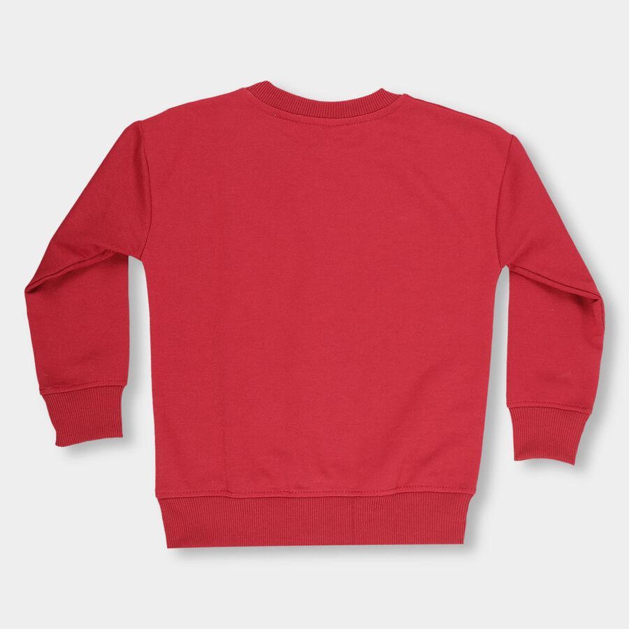 Boys Rich Maroon Crew Neck Casual Sweatshirt, Maroon, large image number null