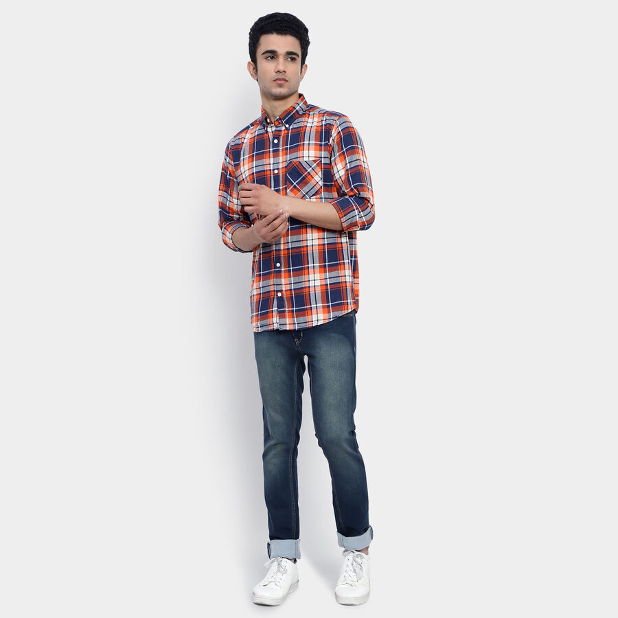 Cotton Checks Casual Shirt, Rust, large image number null