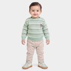 Infants Mint Green Crew Neck Striped Pullover, हल्का हरा, small