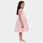 Girls' Light Pink Regular Fit Floral Printed Frock, हल्का गुलाबी, small