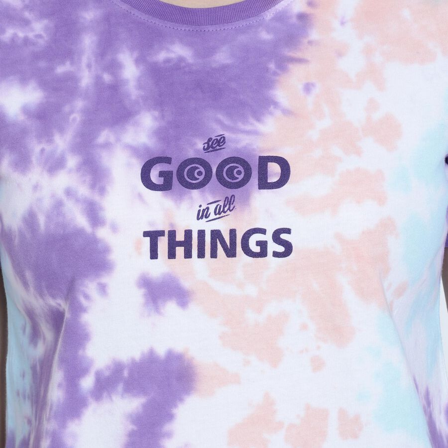 Ladies' 100% Cotton Round Neck T-Shirt , Purple, large image number null