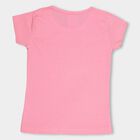 Girls' Light Pink Cotton Round Neck Casual T-Shirt, Light Pink, small