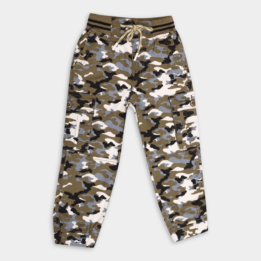 Boys' 100% Cotton Trousers, Olive, large image number null