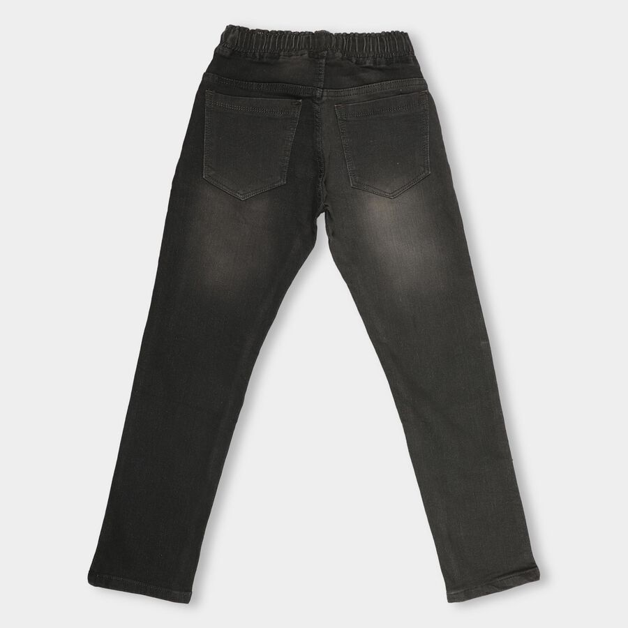 Boys' Faded Charcoal Black Slim Fit Basic Jeans, ओलिव, large image number null