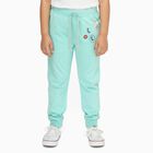 Girls Mint Green Printed Cotton Blend Pyjama, एक्वा, small image number null