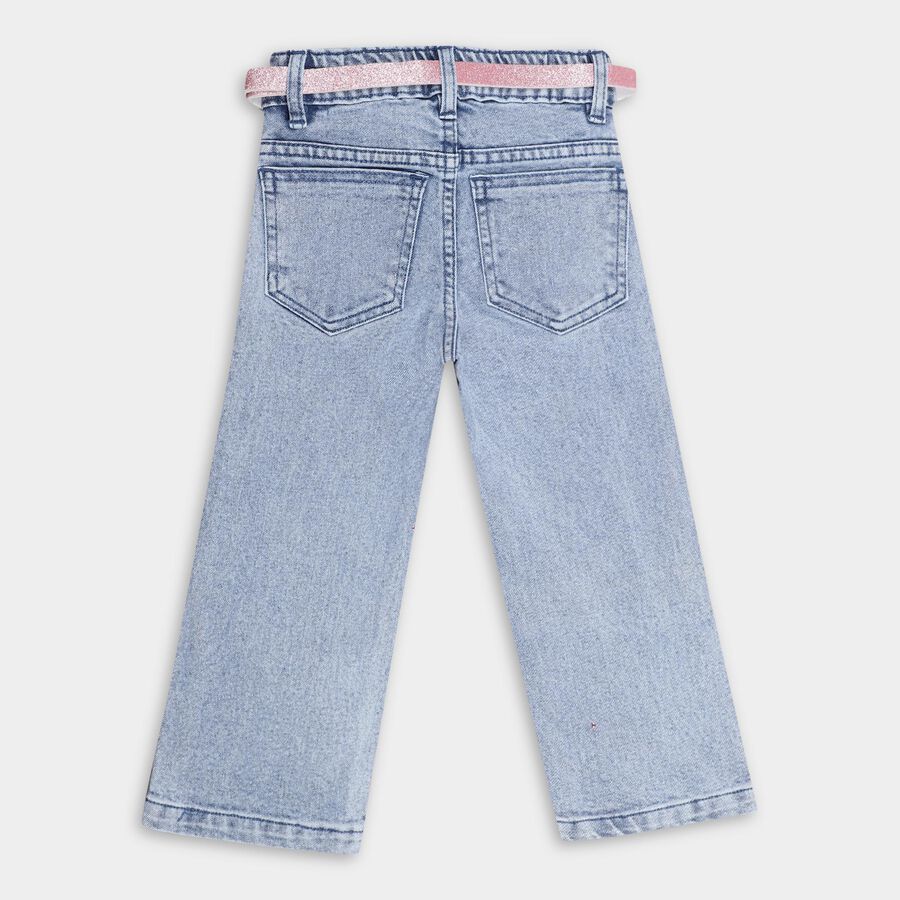 Girls' Light Blue Regular Fit Embellished Jeans, Light Blue, large image number null