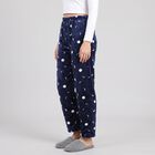 Women's Navy Blue Straight Fit Moon Lounge Pyjama, नेवी ब्लू, small