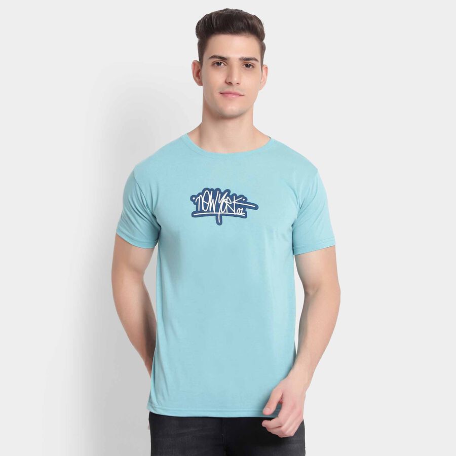 राउन्ड नेक टी-शर्ट, मध्यम नीला, large image number null