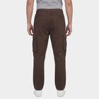 Men's Brown Slim Fit Casual Trousers, Brown, small
