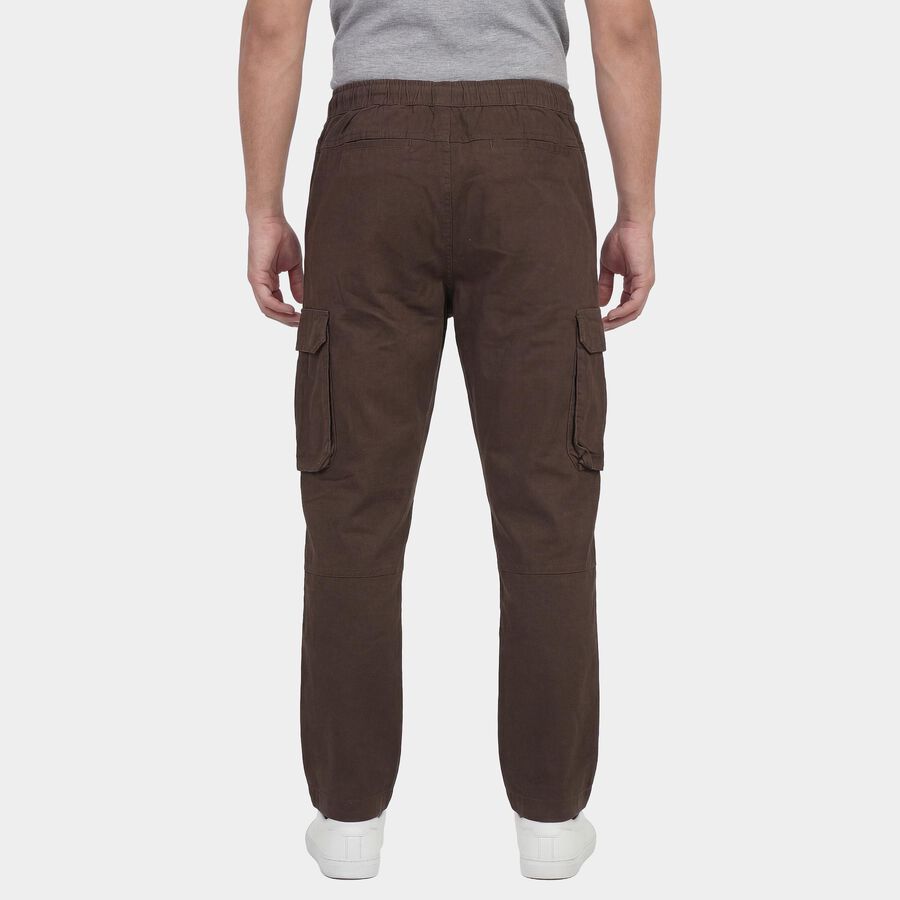 Men's Brown Slim Fit Casual Trousers, Brown, large