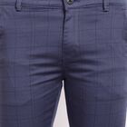Printed Slim Casual Trousers, Dark Blue, small image number null
