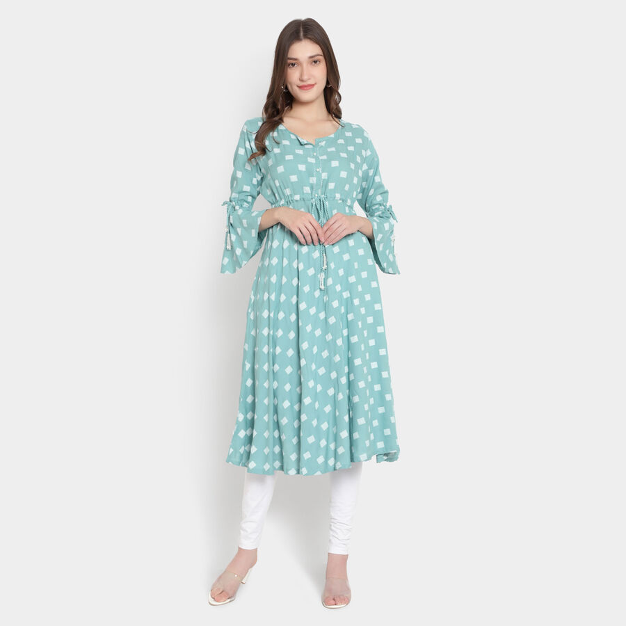 Printed 3/4Th Sleeves Kurta, Light Green, large image number null