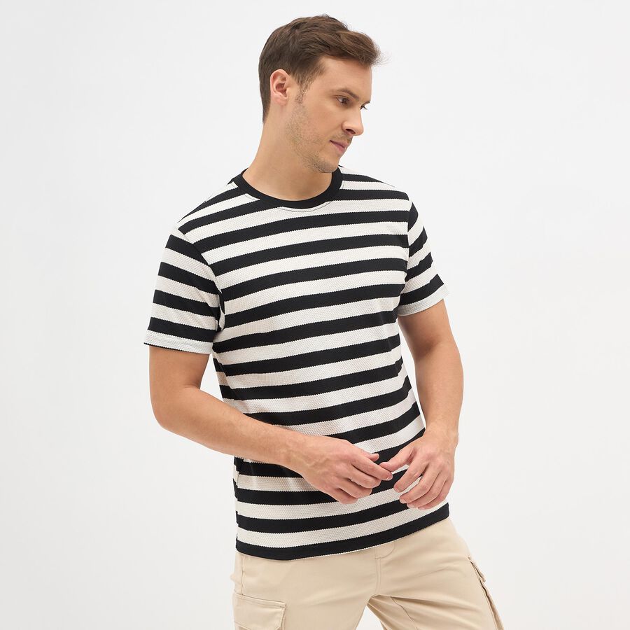 Men's Round Neck Half Sleeves T-Shirt, Off White, large image number null