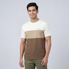 Men's Brown Cotton Round Neck Casual T-Shirt, भूरा, small