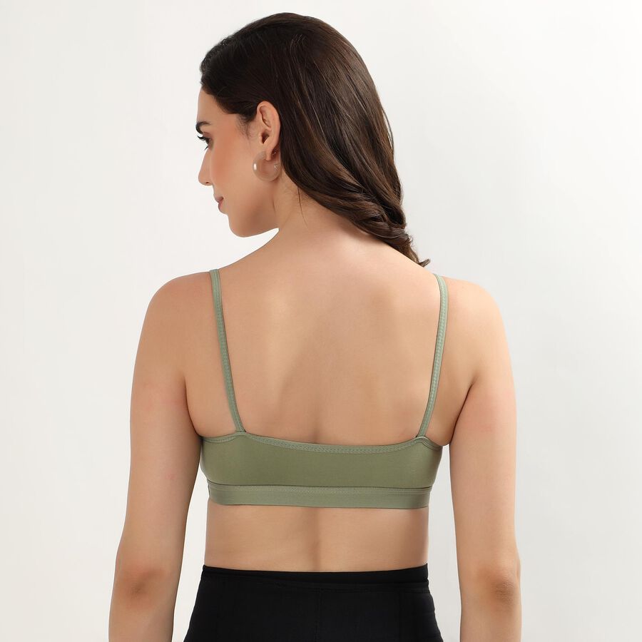 Women's Soft Olive Green Cotton Blend Scoop Neck Casual Bra, Light Green, large image number null