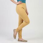 Women's Khaki Slim Fit Elastic Waist Churidar, Khaki, small
