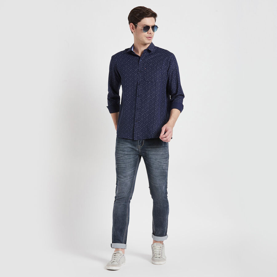 Printed Casual Shirt, Navy Blue, large image number null