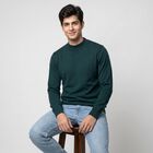 Men's Green Crew Neck Solid Pullover, Dark Green, small