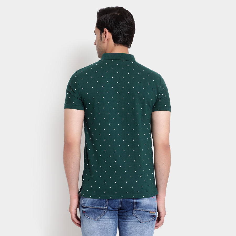 प्रिंटेड पोलो शर्ट, गहरा हरा, large image number null