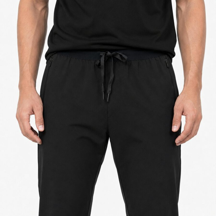 Men's Black Slim Fit Zipper Pocket Track Pants, काला, large
